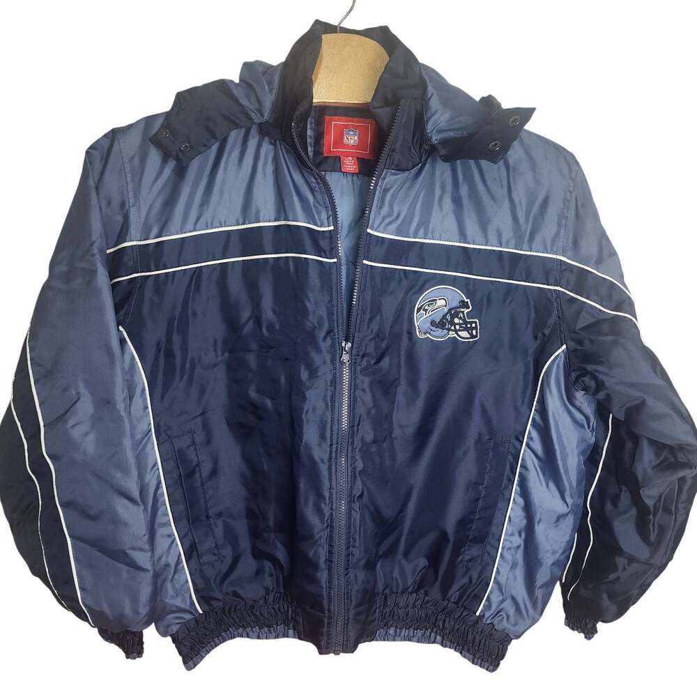 Vintage NFL Seattle Seahawks Embroidered Insulated full zip hooded Coat Large L